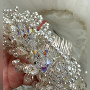 Bridal wedding veil with bling bejeweled comb Double Layered.  NWT